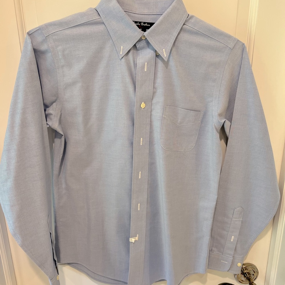 Youth 16 Light Blue Classic Fit Long Sleeve Brooks Brothers Button Down Shirt